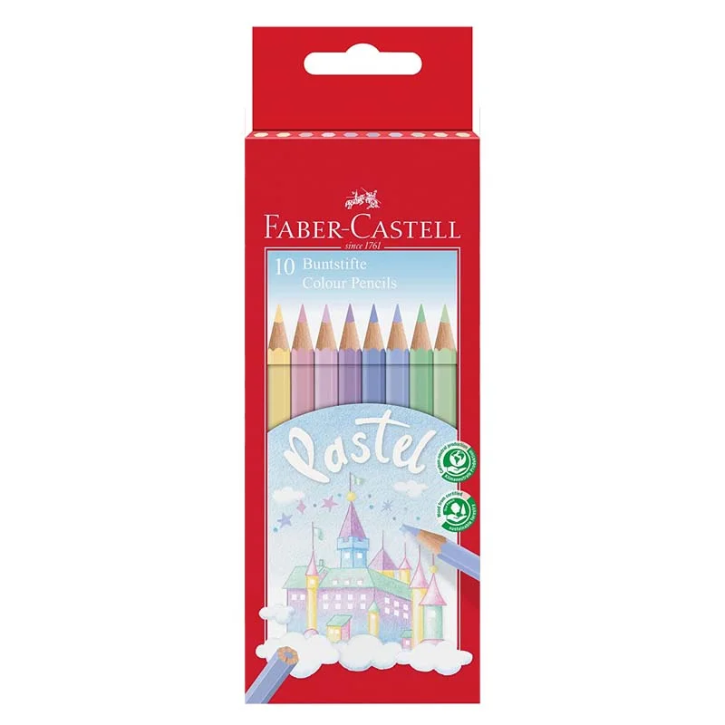 Spænde aften sælger Faber-Castell farveblyanter, 10 stk pastel - Køb online til kun kr. 39.95