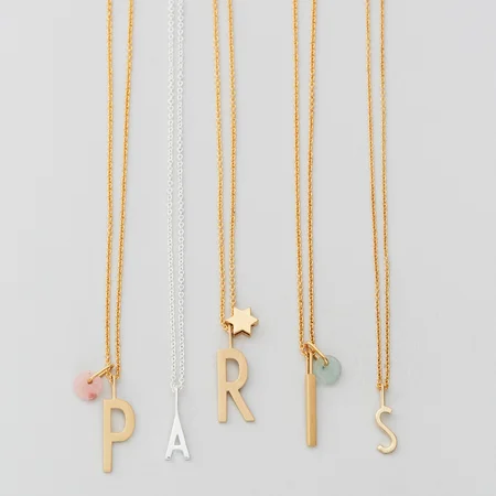 Design Letters smykke, 16 mm fg guld bogstav A-Z