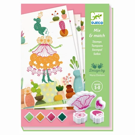 Djeco kreativ æske, Kreative stempler - Blomster piger