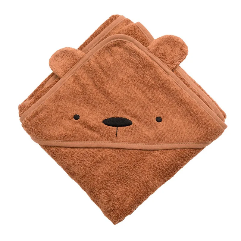 Sebra hættehåndklæde, bjørnen Milo - sweet tea brown