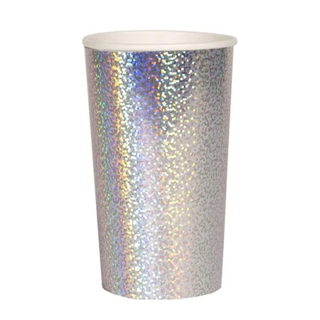 Meri Meri høje papkrus, silver sparkle