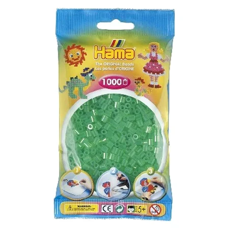 Hama perler 1000 stk transparent grøn, frv 16