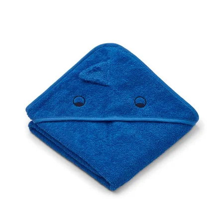 Liewood lille babyhåndklæde, dragon - whale blue