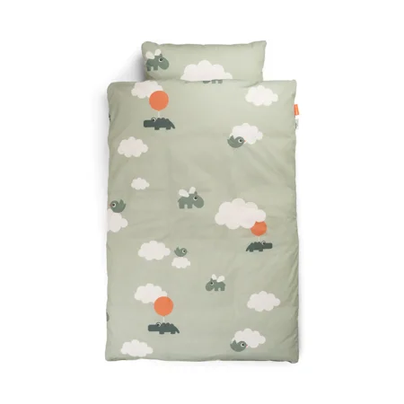 Done by Deer Baby sengetøj, Happy clouds green