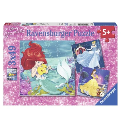 Disney prinsesser puslespil 3-i-1, 49 brikker