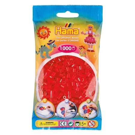 Hama perler 1000 stk transparent rød, frv 13