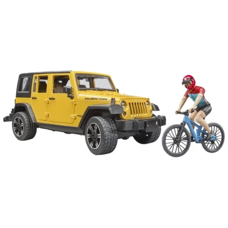 Bruder Jeep Wrangler Rubicon Unlimited med mountainbike og rytter