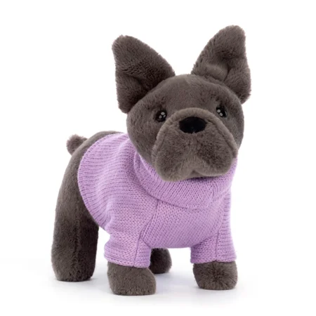 Jellycat DOGS - Sweater Fransk Bulldog, lilla 19 cm