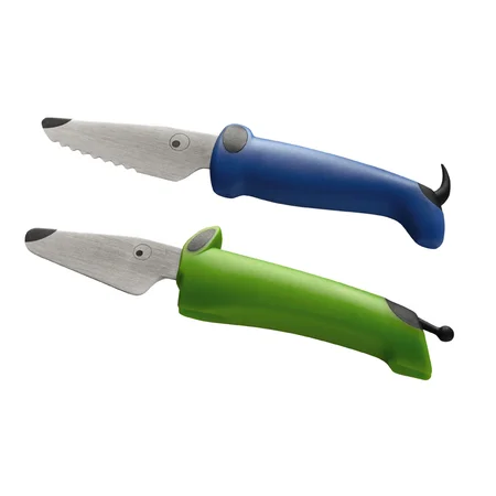Kinderkitchen køkkenknive, grøn og blå