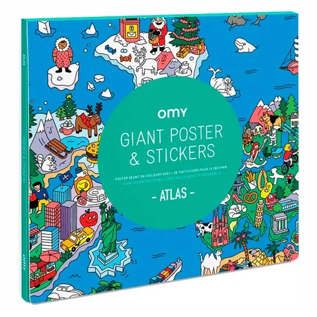 OMY Plakat med stickers 100x70, atlas