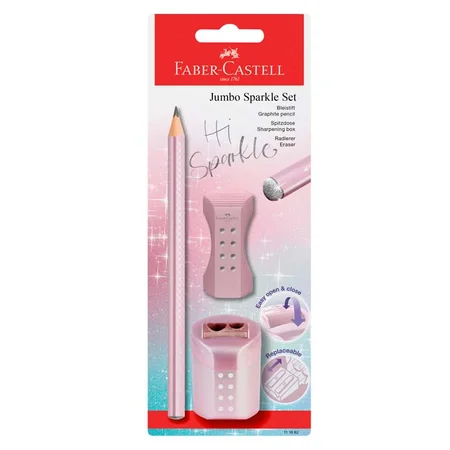 Faber-Castell Jumbo Sparkle skrivesæt, rose