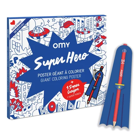 OMY plakat til farvelægning inkl pen, Super Heroes