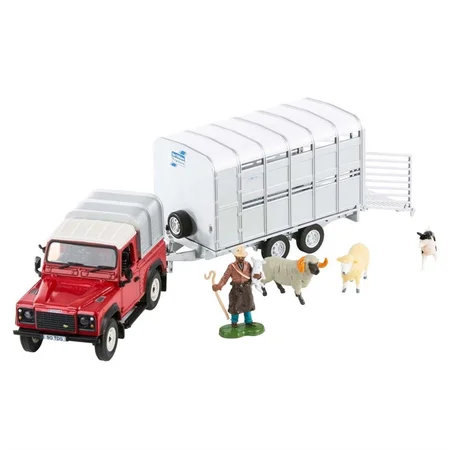 Britains Landrover med trailer og fårehyrde