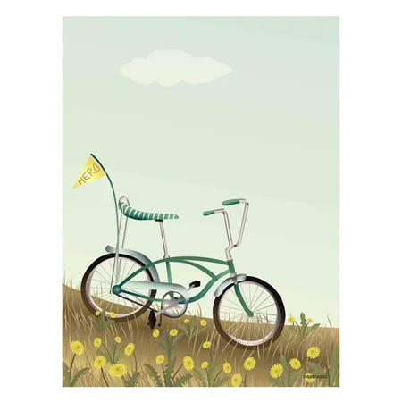 Visse Vasse plakat, Bike with a flag - 50x70 cm