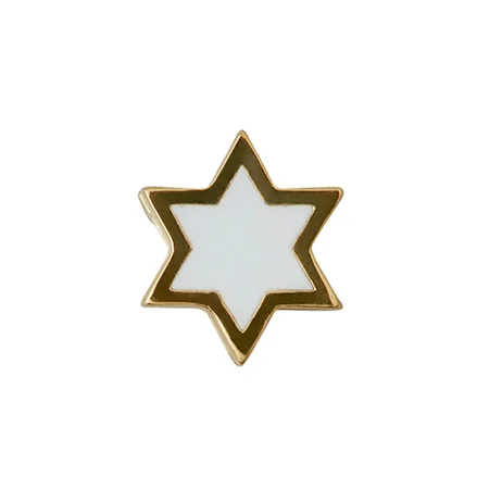 Design Letters smykkevedhæng, hvid emalje stjerne - guld