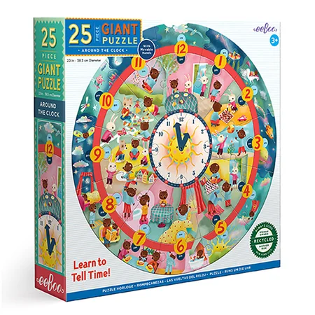 eeBoo jumbo puslespil, døgnets timer - 25 brikker