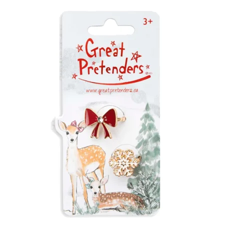 Great Pretenders Holiday fingerringe 2 stk, julesløjfe og snefnug