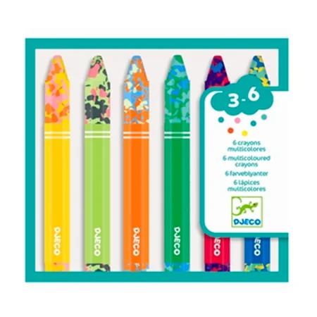 Djeco Fedtfarver, 6 multi farver