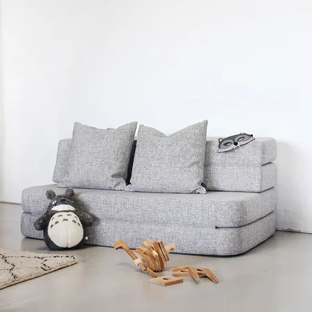 byKlipKlap 3-fold sofa, 140 cm multigrå m grå knap