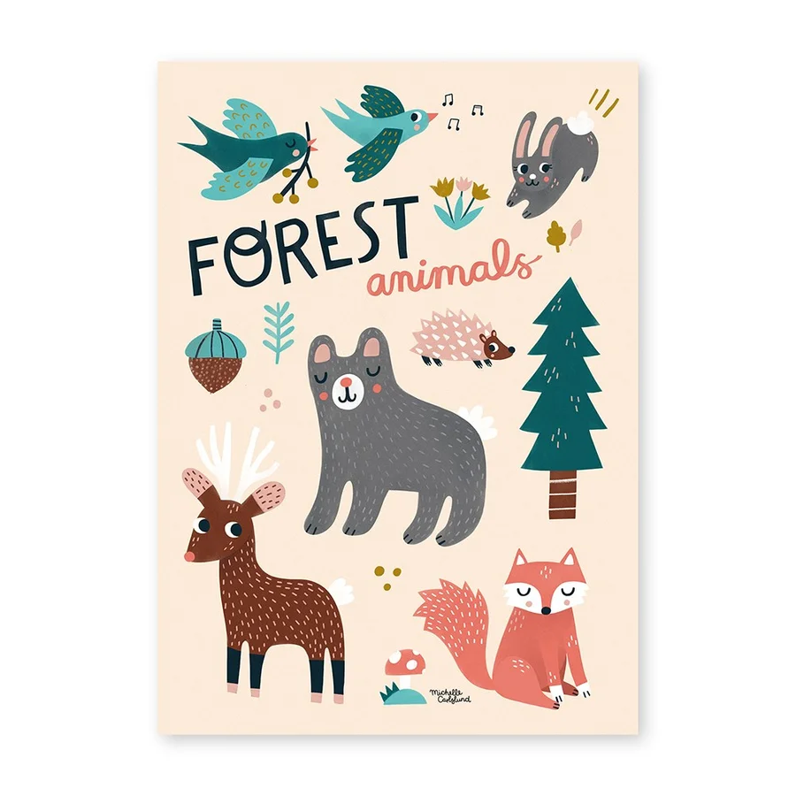 Michelle Carlslund plakat, Forest animals - 30x40