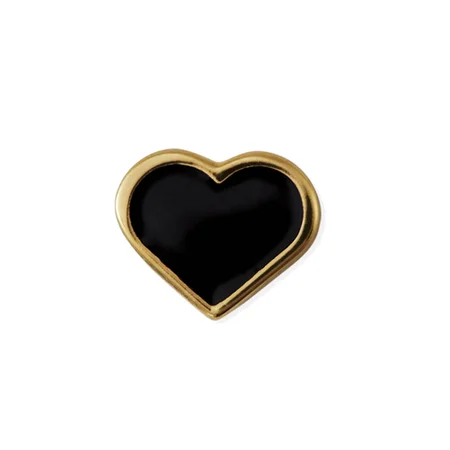 Design Letters smykkevedhæng, sort emalje hjerte - guld
