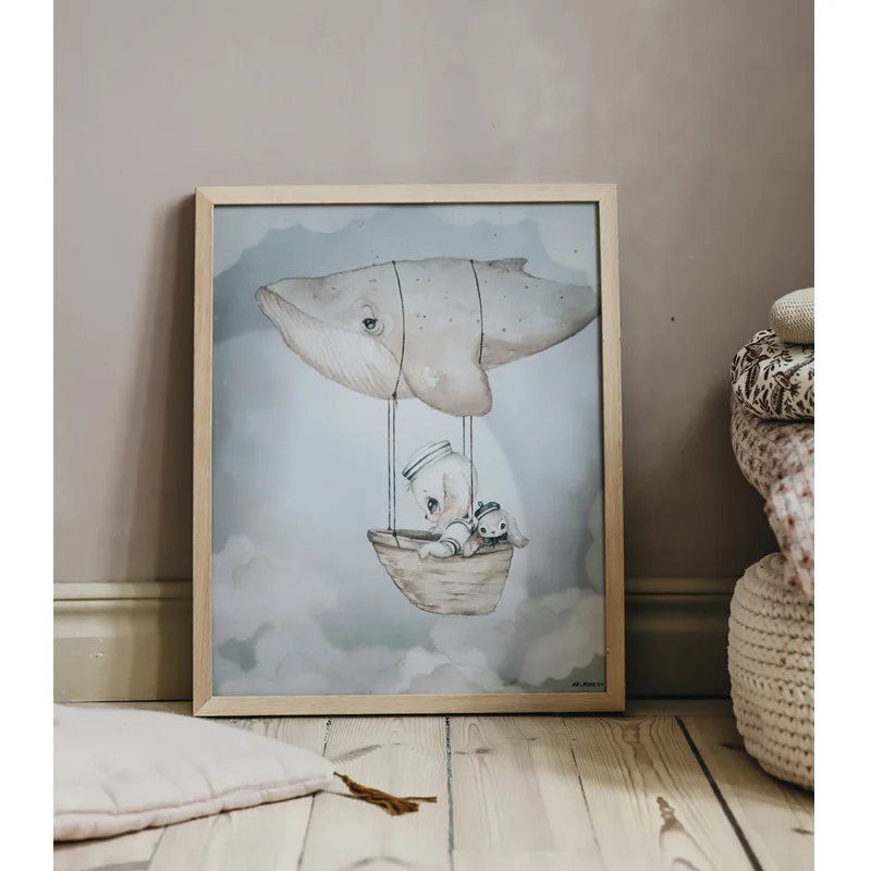 Mrs Mighetto plakat, Flying Whale - 40x50 cm
