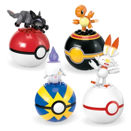 MEGA Pokémon Fire-type train team, 4 poke balls