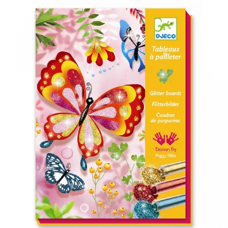 Djeco kreativ æske med glitterkort, sommerfugle