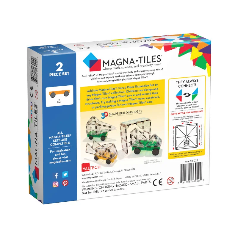 Magna-Tiles byggemagneter Cars, 2 stk