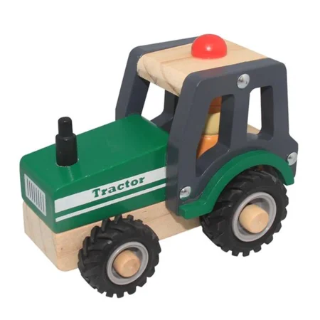 Traktor i træ med gummihjul