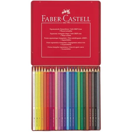 Faber-Castell akvarel grip farveblyanter, 24 stk i metalæske