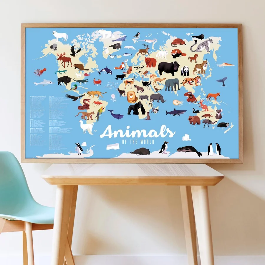 Poppik klistermærke plakat, Animals of the world