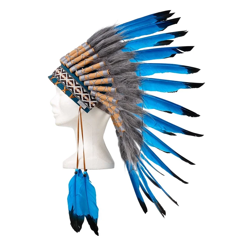 Souza udklædning, indianerhøvding - blå