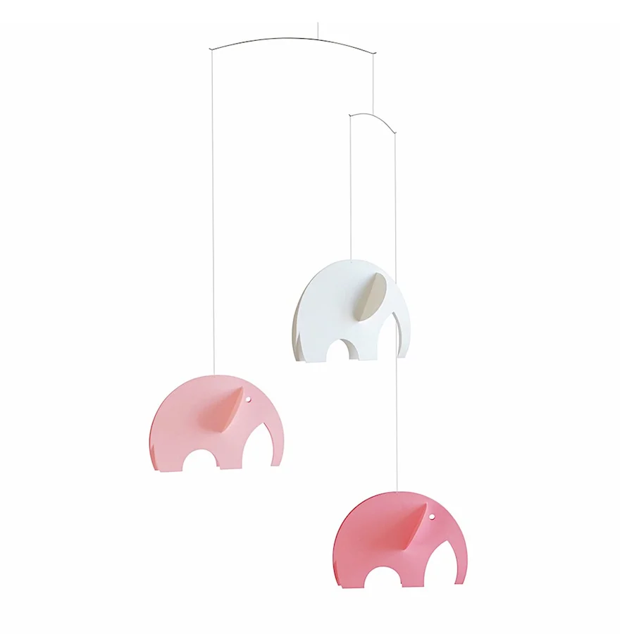 Flensted Mobiles, uro med 3 elefanter - rosa