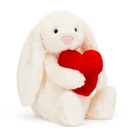 Jellycat Bashful kanin, creme love m/hjerte, 31 cm