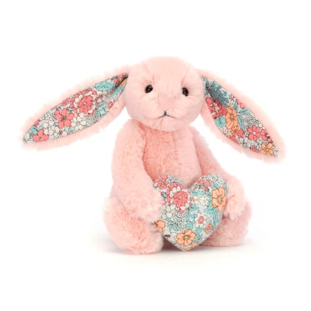 Jellycat Bashful kanin, Blossom blush med hjerte, 15 cm