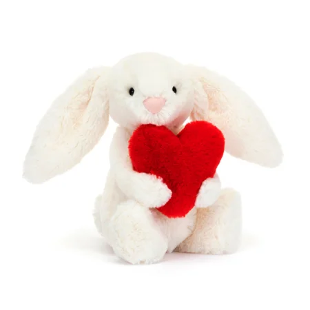 Jellycat Bashful kanin, creme Love m/hjerte, 18 cm