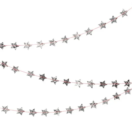 Meri Meri guirlande, sølvglimmer mini stjerner