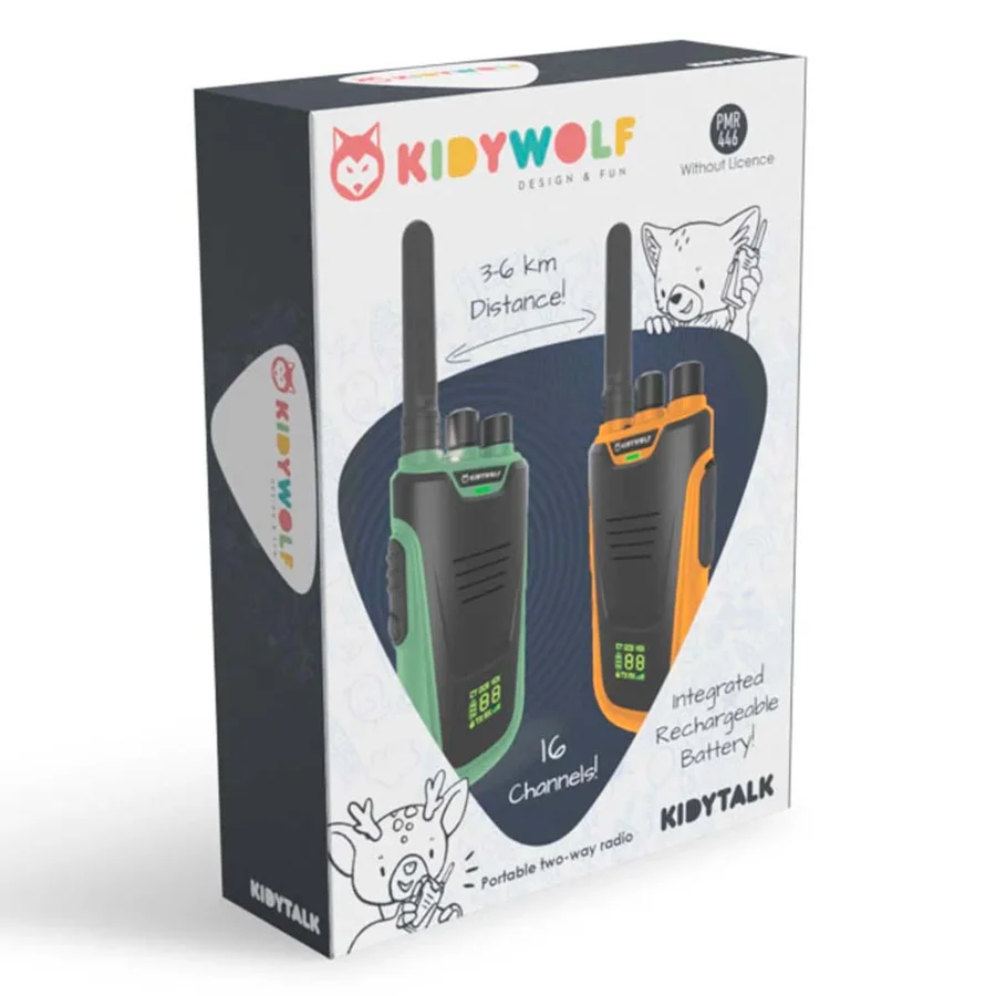 Kidywolf walkie talkie-sæt, grøn/orange