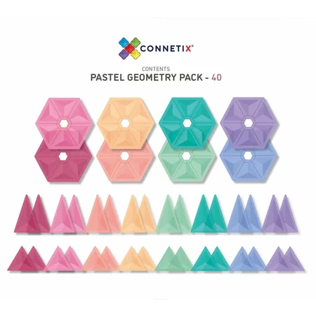 Connetix byggemagneter, Pastel Geometry - 40 dele