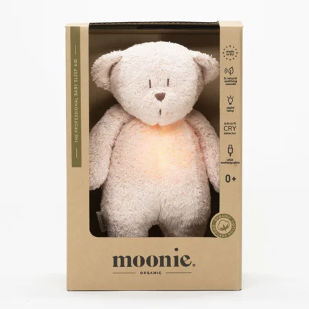 Moonie Organic Humming Bjørn med lampe, rose natur