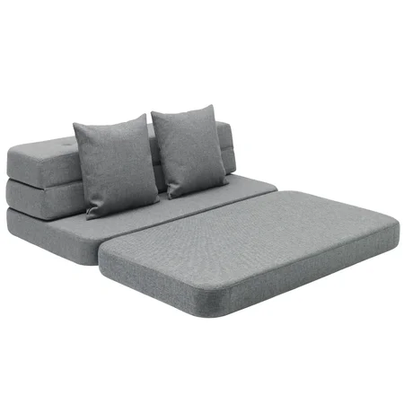 byKlipKlap 3-fold sofa, 120 cm blågrå m grå knap