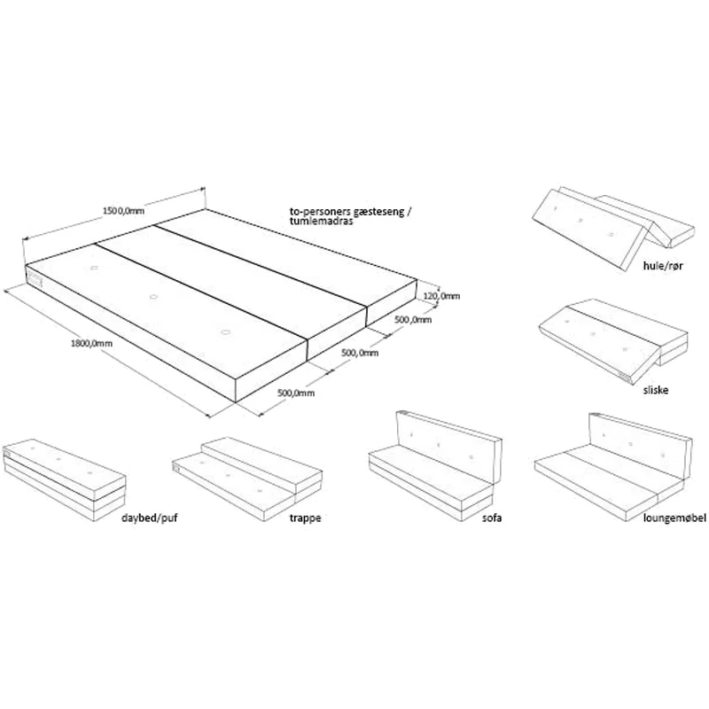 byKlipKlap 3-fold madras, 180 multigrå med grå knap