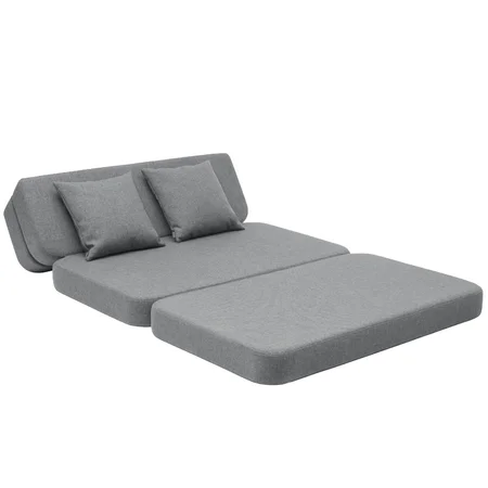 byKlipKlap 3-fold sofa, 120 cm blågrå m grå knap