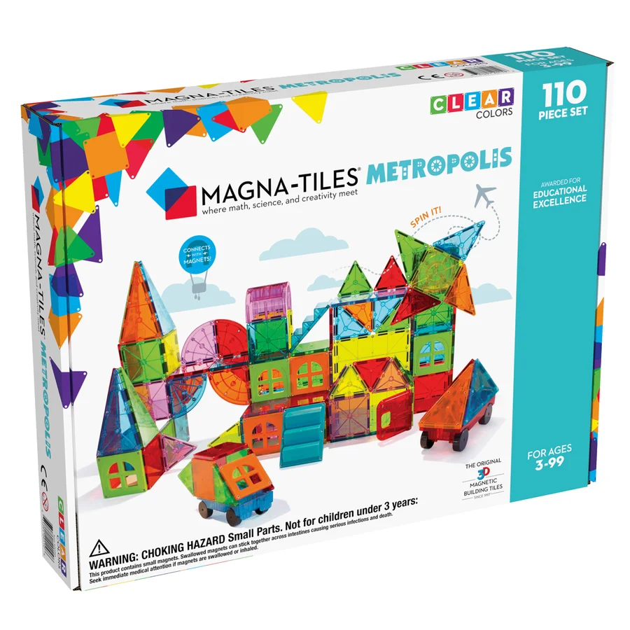 Magna-Tiles byggemagneter Metropolis, clear - 110 dele