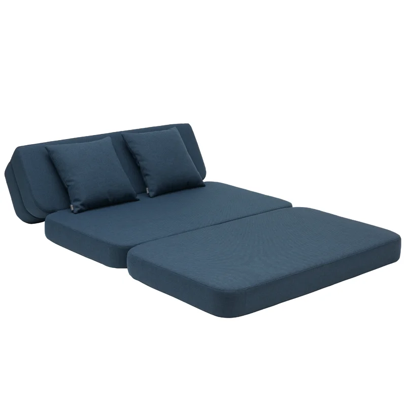 byKlipKlap 3-fold sofa, 120 cm blå m sort knap