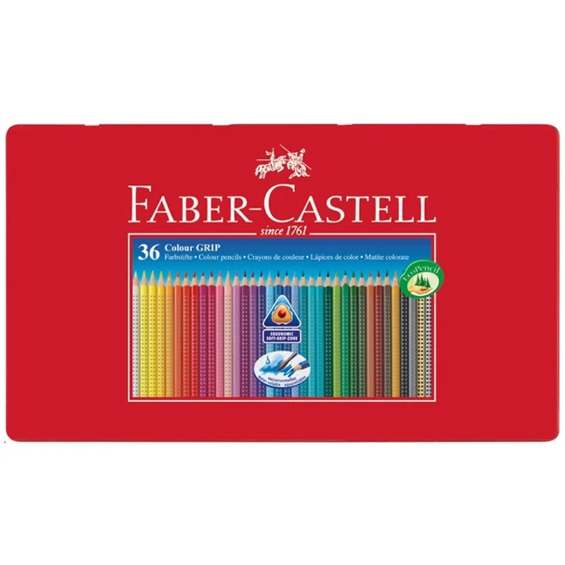 Faber-Castell akvarel grip farveblyanter, 36 stk i metalæske