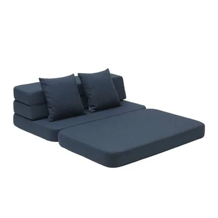 byKlipKlap 3-fold sofa, 140 cm blå m sort knap