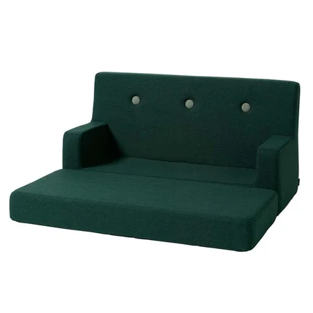 by KlipKlap Kids sofa, dyb grøn med lys grøn knap