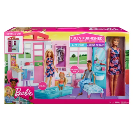 Barbie dukkehus og møbler, inkl dukke